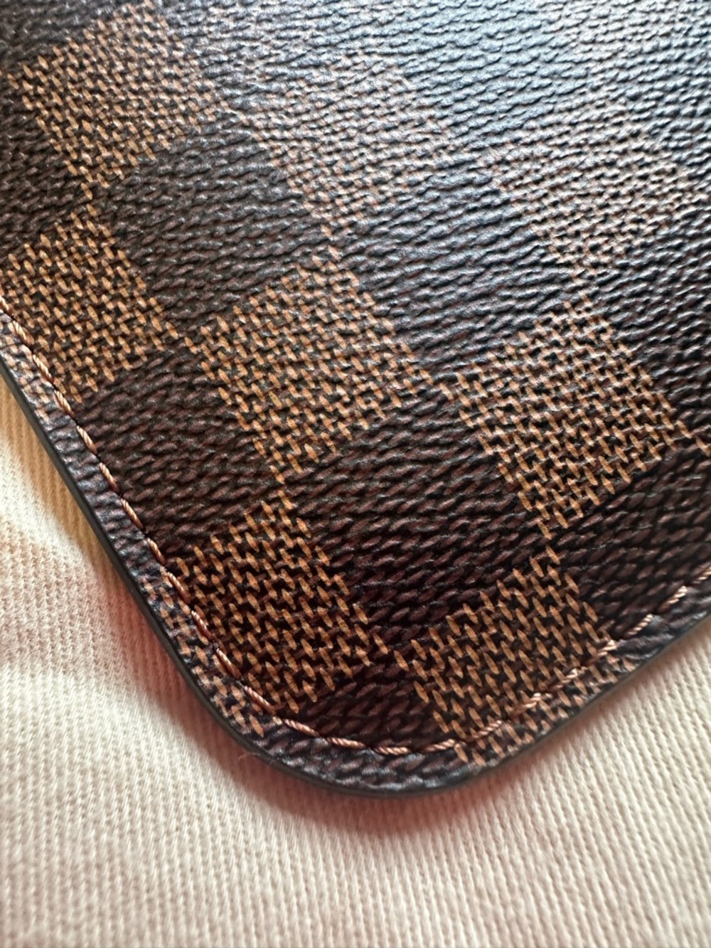 💯 Authentic Louis Vuitton Damier Ebene Neverfull Wristlet Pouch - Picture 10 of 14
